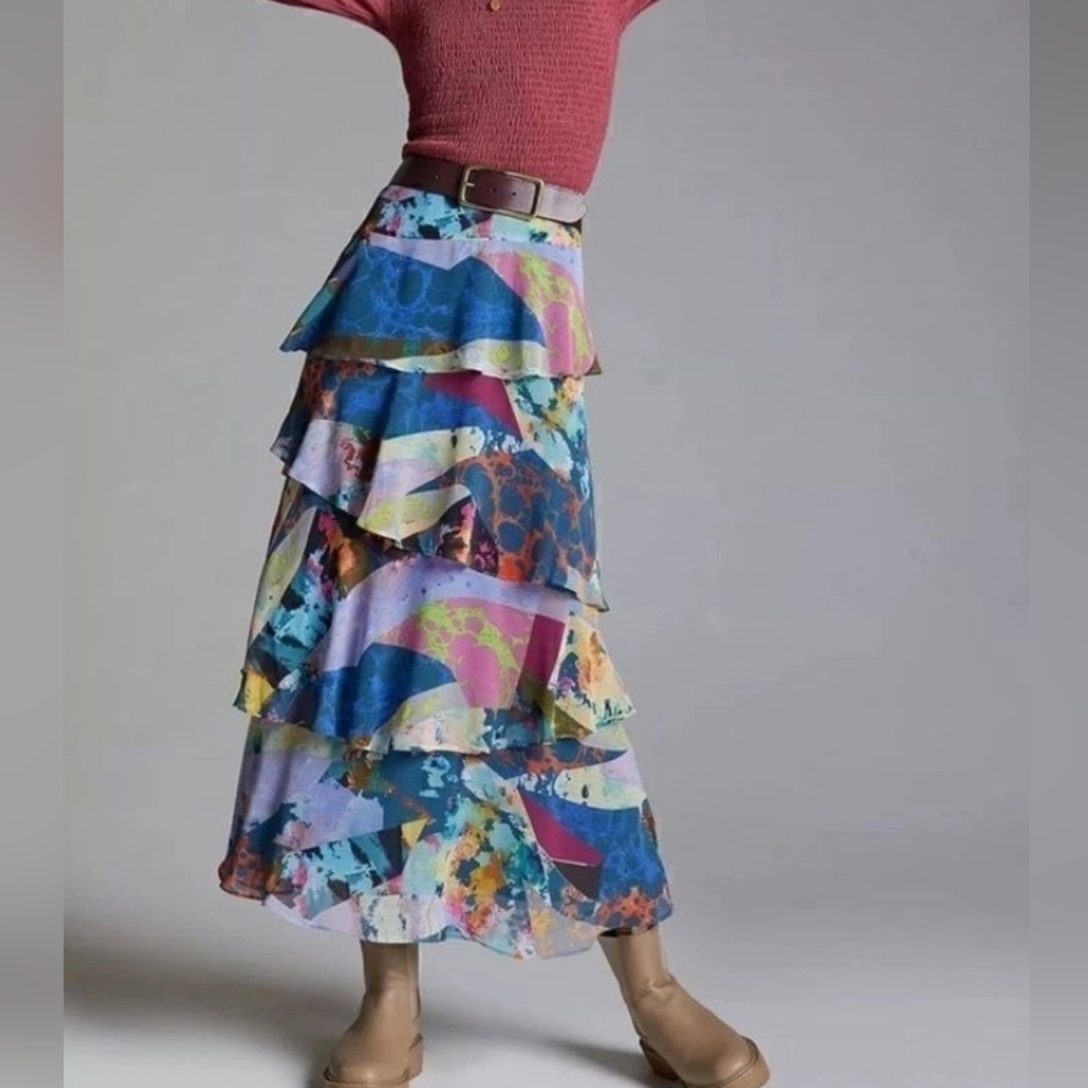 Multicolor Tiered Maxi Skirt
